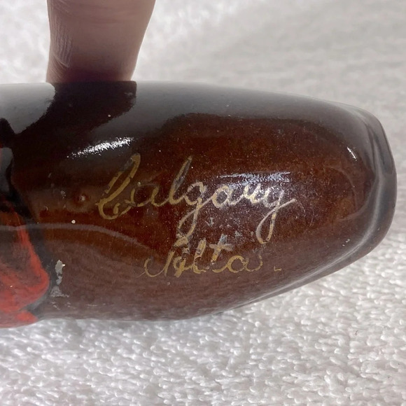 Vintage Brown Red Pottery Mini Boot Calgary Alta - Picture 2 of 11